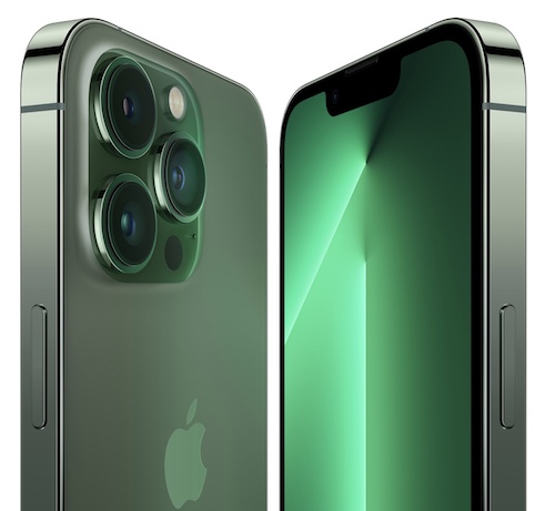 Image montrant les nouvelles teintes vertes de l'iPhone 13